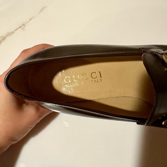 Gucci Dark Brown Leather Loafers with Gold Accent - Picture 3 of 6